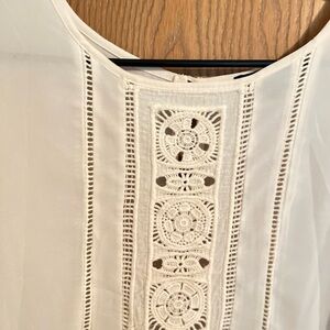 Monteau Cream Lace Accent Blouse